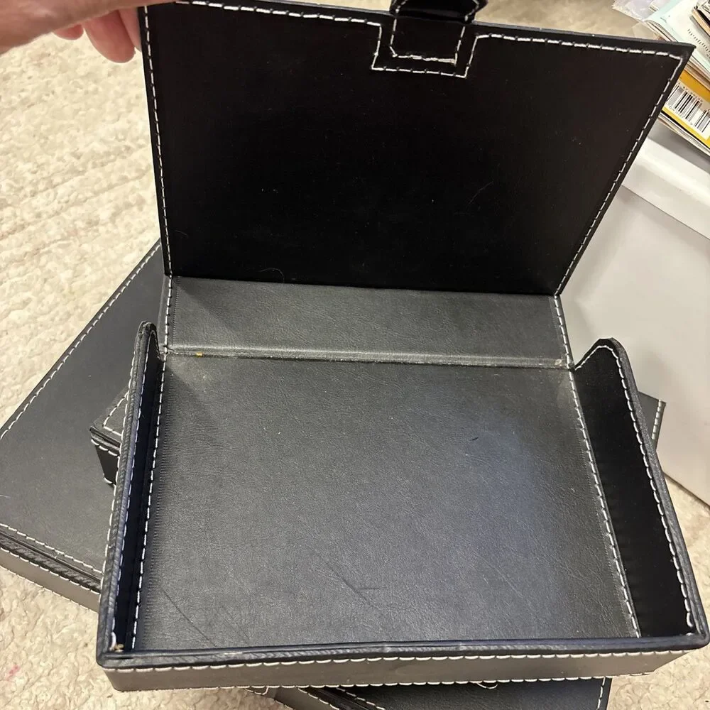IKEA Set Of 3 Rissla Boxes JEWELRY TRAVEL STORAGE CASES TRINKET Black Magnet